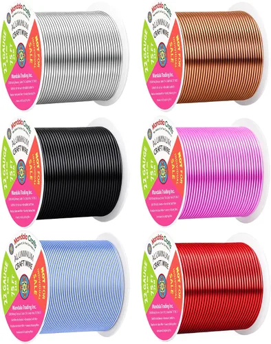 Miniatura 26 de Mandala Crafts - Alambre de aluminio anodizado de 8 calibre para hacer joyas - 9.75 m de alambre flexible negro colorido - Flexible para bonsái