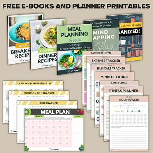 Miniatura 8 de Life & Apples Agenda de comidas con lista de comestibles – Menú semanal sin fecha y cuaderno de preparación de comidas para mujeres y hombres, Oro