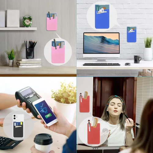 Miniatura 6 de SS Billetera negra para teléfono, tarjetero adhesivo para iPhone, Samsung Galaxy y cualquier teléfono inteligente, paquete de 3
