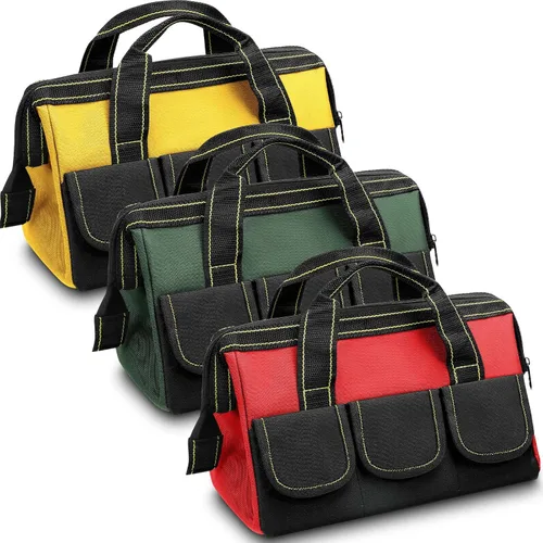Miniatura 15 de Sanwuta - Paquete de 3 bolsas para herramientas, alta resistencia, fondo rígido impermeable, boca ancha, para electricista, carpintero, mecánico, 13