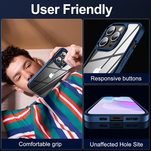 Miniatura 5 de MOZOTER Funda transparente para iPhone 15 Pro, antiamarilleo, protección contra caídas de grado militar, a prueba de golpes, funda delgada
