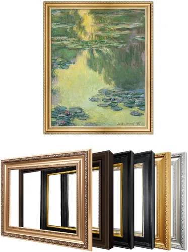 Miniatura 58 de IPIC - Reproducción artística de los lirios de agua de Claude Monet 1906, impresiones giclée coinciden con el marco dorado clásico, arte de pared