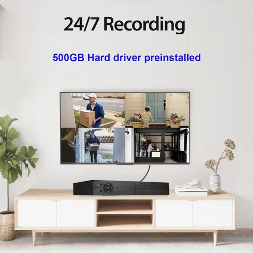 Miniatura 2 de Eversecu Sistema de cámara de seguridad de 4 canales 1080P DVR y 4 cámaras HD resistentes a la intemperie, visión nocturna, alerta de movimiento