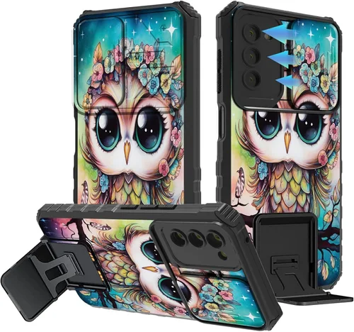 Miniatura 822 de Funda para Samsung Galaxy S22 Ultra 5G, Galaxy S22 Ultra con cubierta de cámara deslizante, funda resistente de doble capa con función atril Black