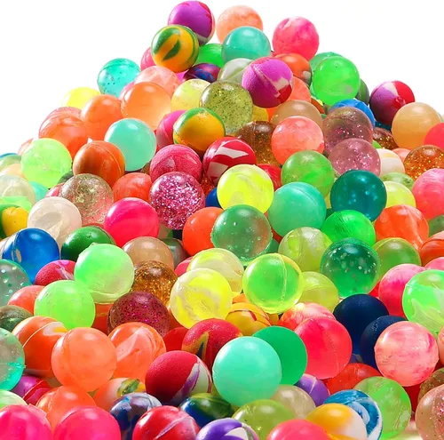 Pllieay 500 piezas de bolas hinchables coloridas mixtas, 20mm/0.78 pulgadas varios estilos, pequeñas bolas de goma rebotantes para recuerdos de