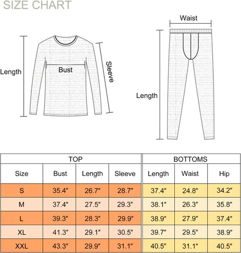 Miniatura 7 de UNIQUEBELLA Men's Thermal Underwear Sets Top & Long Johns Fleece Sweat Quick Drying Thermo Base Layer