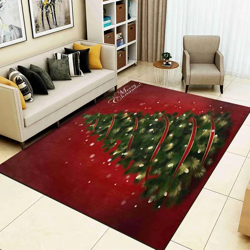 Alfombra de área de decoración de habitación de Feliz Navidad, 2 x 3 pies, alfombra de árbol de Navidad con copos de nieve para dormitorio, alfombra