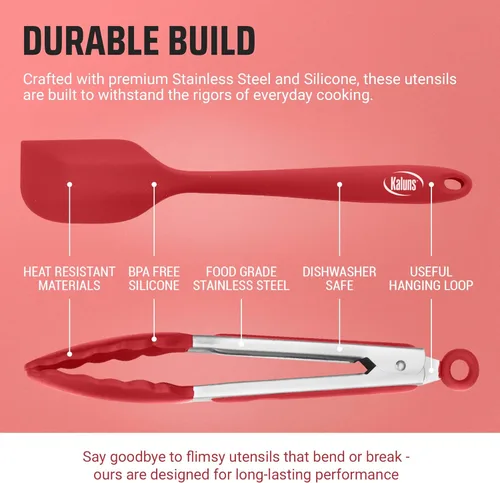 Miniatura 5 de Kaluns Pinzas de Cocina para Cocinar a la Parrilla Juego de 4, Pinzas para Parrilla BBQ con Punta de Silicona Acero Inoxidable Resistente al Calor