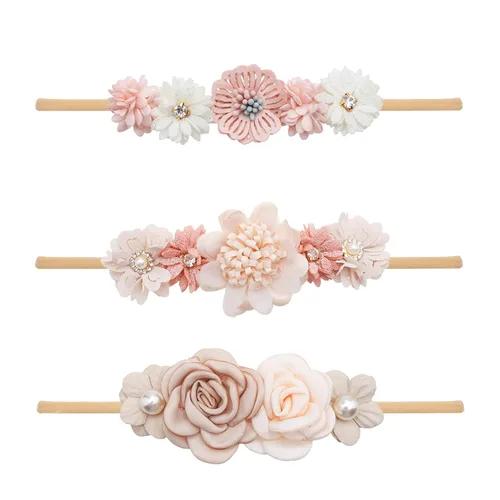 Diademas elásticas de nailon para bebé, 3 piezas, accesorios para el cabello, regalo para recién nacidos y niños pequeños (17A#)