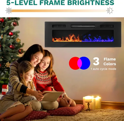 Miniatura 7 de YITAHOME Insertos de chimenea eléctrica de 36 pulgadas, calentadores de chimenea para uso en interiores, empotrados o montados en la pared, control