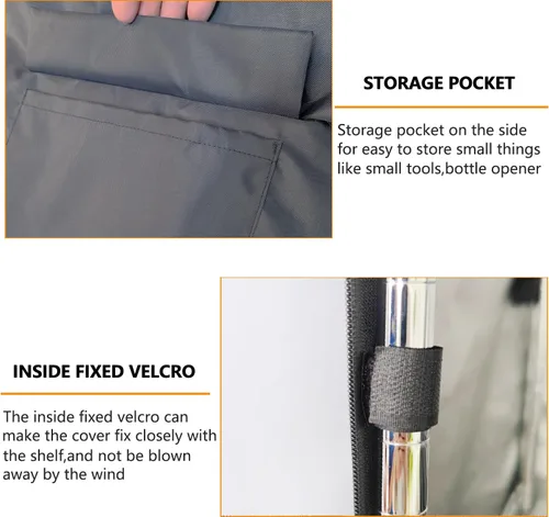 Miniatura 7 de Cubierta de estante impermeable, 600D resistente a prueba de polvo, fundas de estantería para exteriores para estantes de alambre con cremallera