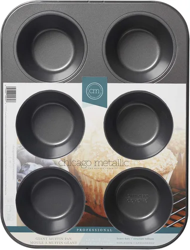 Miniatura 10 de Chicago Metallic Molde profesional antiadherente para magdalenas de 6 tazas, haz hasta 6 magdalenas grandes, cupcakes, quiches, huevos y más, 14 x