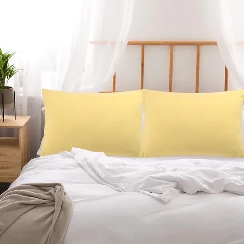 Miniatura 2 de uxcell Paquete de 2 fundas de almohada de microfibra suave serie 1800 con cremallera estándar (20 x 26 pulgadas), color dorado