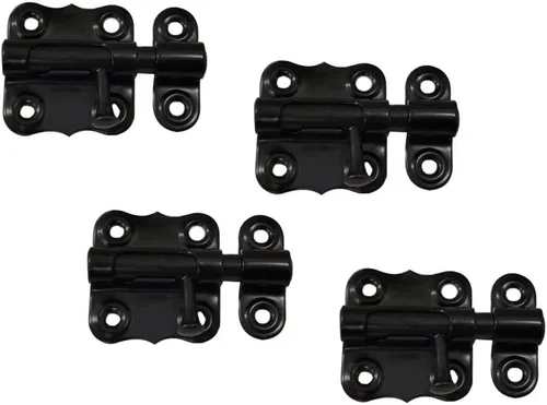 QCAA Deco Perno de barril deslizante de acero duradero, 2 pulgadas, revestimiento negro, paquete de 4, fabricado en Taiwán Recubierto negro (2")