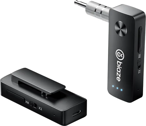 Transmisor y receptor Bluetooth 5.3, adaptador de audio Plug and Play de 0.138 in, adaptador inalámbrico auxiliar para automóvil y auriculares para