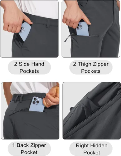 Miniatura 15 de MAGCOMSEN Pantalones de senderismo para hombre, 6 bolsillos, resistentes al agua, pantalones de trabajo de pesca Ripstop, ligeros, de secado rápido