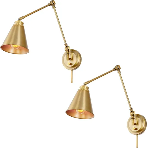 Kira Home Ellis - Lámpara de pared industrial vintage de 18 pulgadas con brazo oscilante, para enchufe/montaje en pared + cubiertas de cable,
