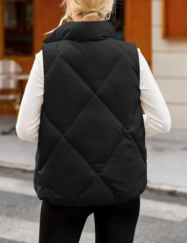 Miniatura 4 de MEROKEETY Chaleco acolchado sin mangas con cremallera para mujer, con cuello alto, con bolsillos