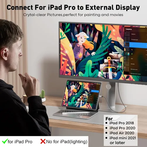 Miniatura 4 de UANTIN Cable USB C a HDMI de 3 pies Cable USB 3.1 tipo C a HDMI de alta velocidad 4K [compatible con Thunderbolt 3/4/5] con MacBook, Galaxy S9 a