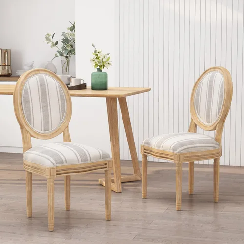 Miniatura 2 de Christopher Knight Home Camille - Sillas de comedor tradicionales de terciopelo, 2 piezas, color gris y blanco brillante Línea gris + natural