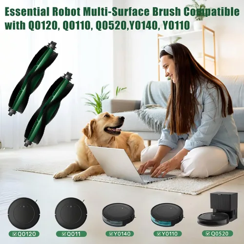 Miniatura 2 de Juego de 2 piezas de repuesto de cepillos de rodillo para Roomba Q0120 Y0140 Q0520 Q011 Y0110 robot aspirador, cepillo de goma multisuperficie
