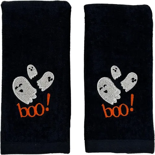 Miniatura 34 de Serafina Home Toallas de mano de baño de Halloween, fantasmas bordados, diseño Boo, juego de 2, color negro, 16 x 25 pulgadas