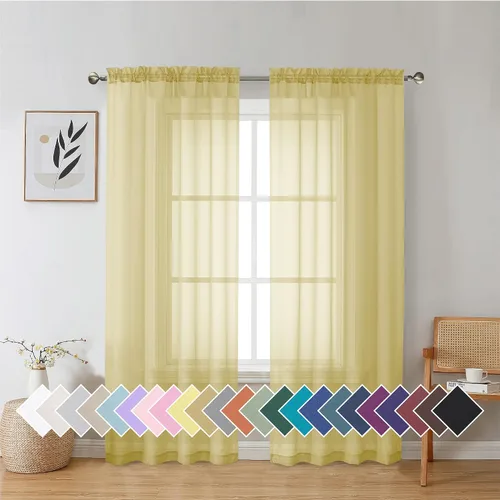 Miniatura 112 de Aiyufeng 2 paneles de cenefa transparente negra de 14 pulgadas de largo, cortinas cortas negras transparentes para dormitorio, cortinas de cocina