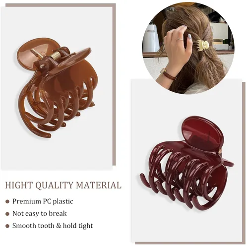 Miniatura 5 de 12 pinzas de garra de dientes de doble fila de 1.6 pulgadas, pinzas de mandíbula medianas – Accesorios para el cabello pequeño mate y brillante