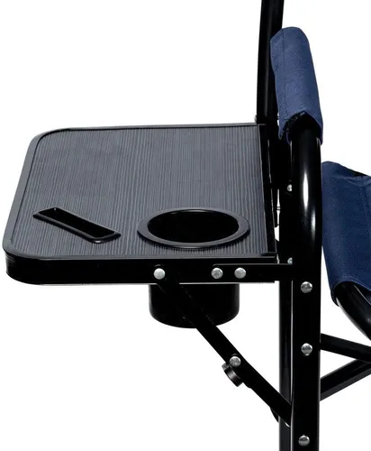 Miniatura 8 de Dura-Tech Silla plegable de directores con mesa, color azul marino, cómoda y duradera, capacidad de peso de 250 libras, mesa auxiliar plegable