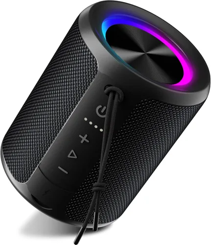 Altavoz Bluetooth portátil, IPX7 impermeable altavoz inalámbrico con sonido estéreo fuerte de 20 W, tiempo de reproducción de 15 horas y luz RGB