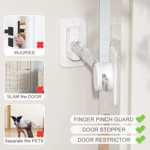 Miniatura 2 de EUDEMON Paquete de 1 protector de pellizco para puerta a prueba de niños, tope de puerta de bebé y pestillo de puerta, manija de palanca de puerta