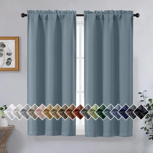 Miniatura 86 de OVZME Cortinas opacas turquesa para tratamiento de ventanas pequeñas, cortinas cortas con bloqueo de luz para ventana de cocina sobre el fregadero