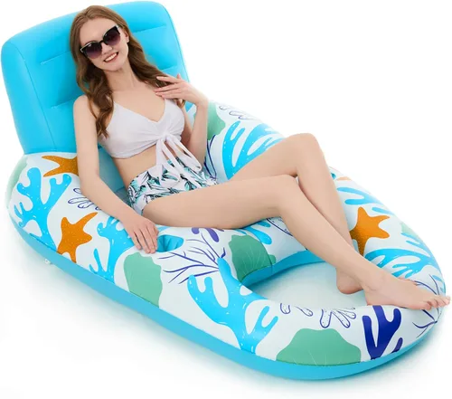 Miniatura 8 de Jasonwell Flotador Inflable para Piscina para Adultos - Flotadores de Piscina Tumbona Flotadores Balsa Silla Flotante para Piscina de Lago
