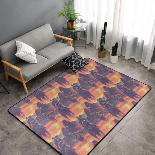 Miniatura 4 de Area Rugs for Living Room Decor - Anti Slip Throw Washable Rugs 3x5, Cyber Retro Western Cowboy Print Indoor Soft Carpet for