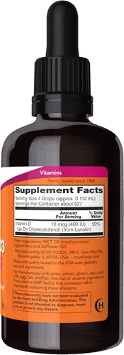 Miniatura 2 de NOW Foods Suplementos, vitamina D-3 líquida, huesos fuertes*, soporte estructural*, 2 onzas