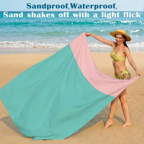 Miniatura 150 de Famstar Beach Blanket Oversized Extra Large 78"X81"/10'X9',Waterproof Sandproof Beach Blanket 2-8 Adults Lightweight Durable for Travel Camping