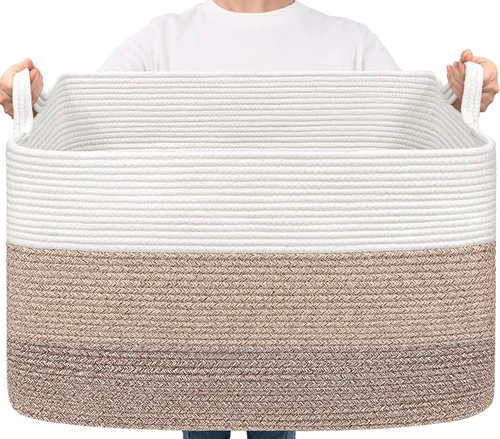 Miniatura 28 de Goodpick Cesta Grande de Almacenamiento de Juguetes, Cestas de Cuerda de Algodón Gris Contenedor de Almacenamiento de Juguetes para Bebé, Niños