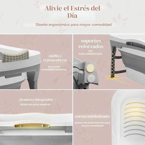 Miniatura 6 de Bañera portátil para adultos: bañera plegable extragrande de 56 pulgadas. Diseño ergonómico para el baño relajante definitivo, baño de hielo. Ideal