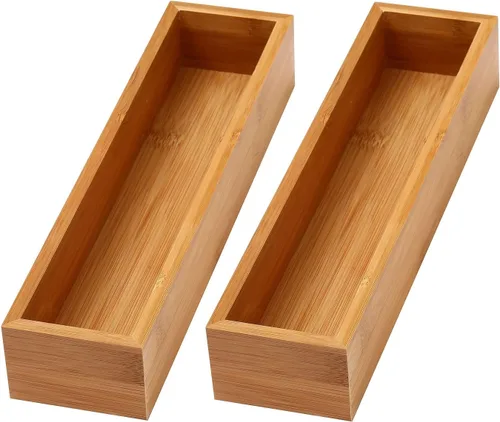Miniatura 27 de YBM HOME Caja organizadora de cajones de bambú para cajón de cocina, oficina, dormitorio, habitación de los niños, manualidades, costura y baño