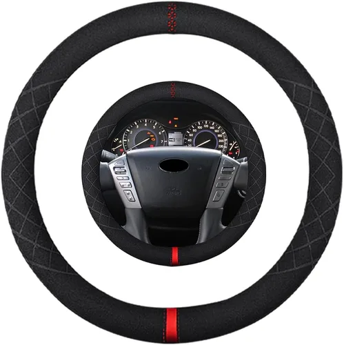 Miniatura 55 de Funda de volante de ante K LAKEY, compatible con Dodge Avenger Grand Caravan Challenger Charger, cubierta de volante deportiva antideslizante