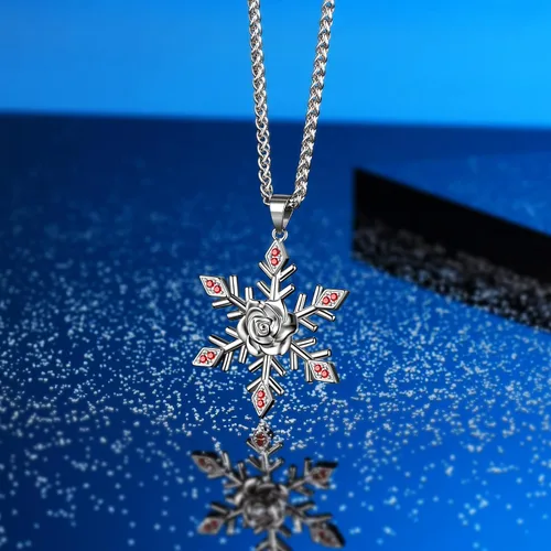 Miniatura 3 de beautlace Collares con forma de árboles de Navidad, colgante de muñeco de nieve de Papá Noel, collar de flor de rosa, joyería de Navidad para mujeres