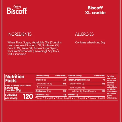 Miniatura 2 de Lotus Biscoff Cookies, aperitivo de galletas caramelizadas, caja dispensadora (20 fundas de 2 galletas extra grandes) vegano, 0.9 onzas