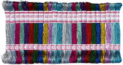 Ovillos de hilos en colores del arco iris metálicos, de la mejor calidad, para bordar, hilos para tejer brazaletes de la amistad y artesanías, 24