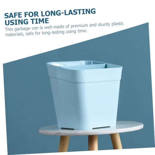 Miniatura 5 de Zerodeko Cubo de basura de cocina de doble compartimento, 2 compartimentos, cesta de basura de plástico para oficina en casa, color azul
