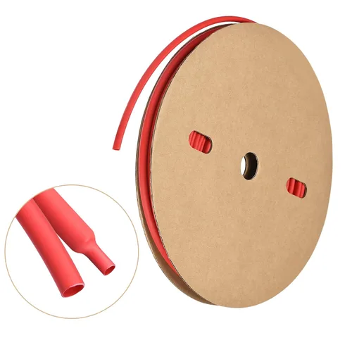 MECCANIXITY Tubo termorretráctil, relación 3:1, 1/4 de pulgada de diámetro, 50 pies, con forro adhesivo, tubo termorretráctil de doble pared, Rojo