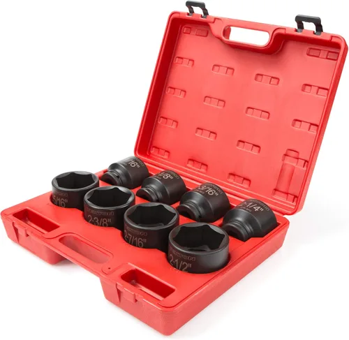Miniatura 2 de TEKTON Juego de dados de impacto de 6 puntos poco profundos de 3/4 pulgadas con funda, 8 piezas (2-1/16-2-1/2 pulgadas) 4893