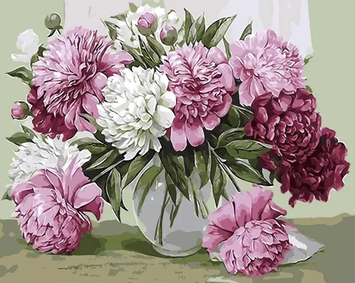 ArtBud Pintura por números para adultos y niños Fácil para principiantes Flores DIY Pintura acrílica Pintura al óleo sobre lienzo Dibujo Pintura