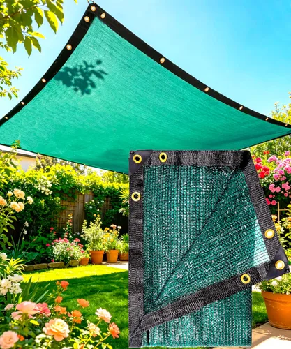 E.share - Tela verde para 70 % de sombra de bordes con ojales, Verde