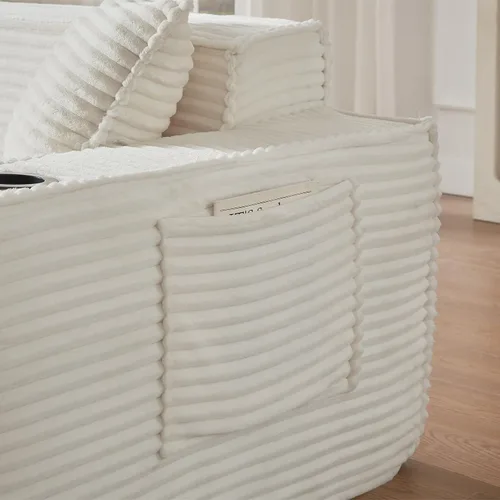 Miniatura 6 de Tmsan Sofá de 3 plazas sin hueso de 80.7 pulgadas para sala de estar con portavasos y asiento profundo de 26 pulgadas, bolsillos laterales, sofá