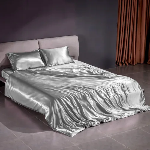 Miniatura 2 de THXSILK Juego de sábanas de 100% seda, juego de sábanas de 4 piezas de seda 7A+ de 22 momme 7A+, suave y transpirable, ropa de cama de lujo